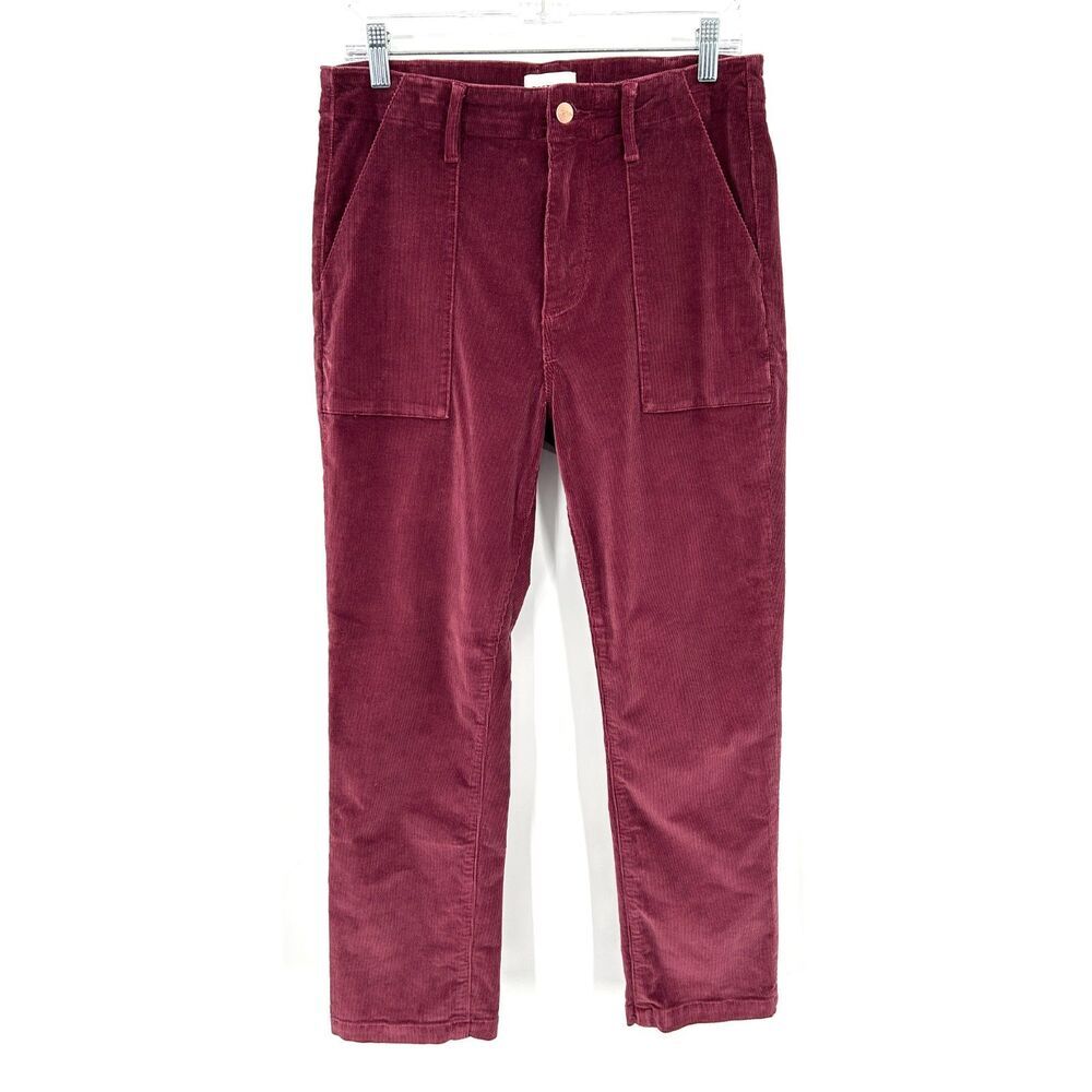 DRIFTWOOD Women's High Rise Burgundy Corduroy Straight Leg Jeans Pants Size 27